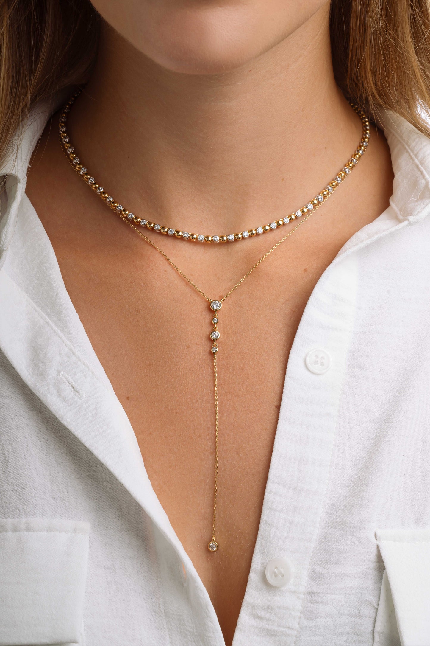 Bezel Lariat Necklace