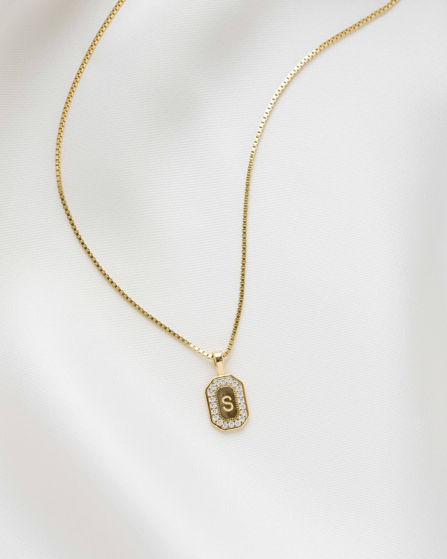 Custom Initial Studded Pendant Necklace