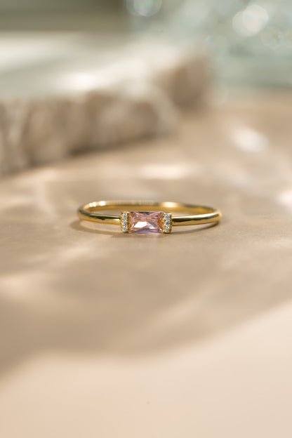 Rose Simple Baguette Ring