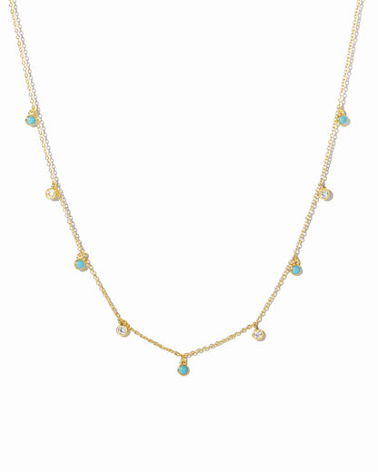 Turquoise & CZ Dangling Charm Necklace