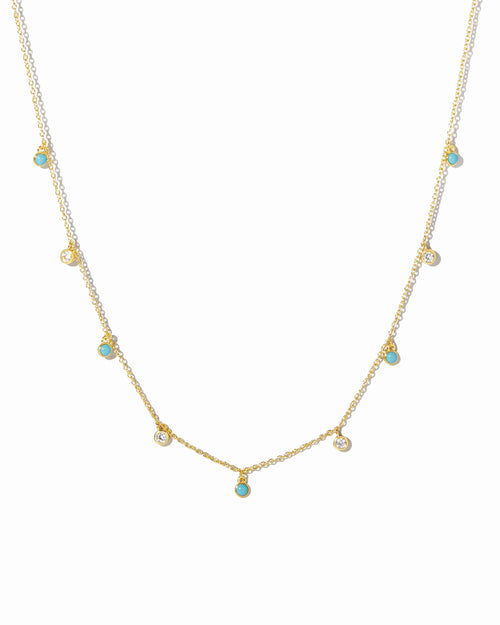 Turquoise & CZ Dangling Charm Necklace