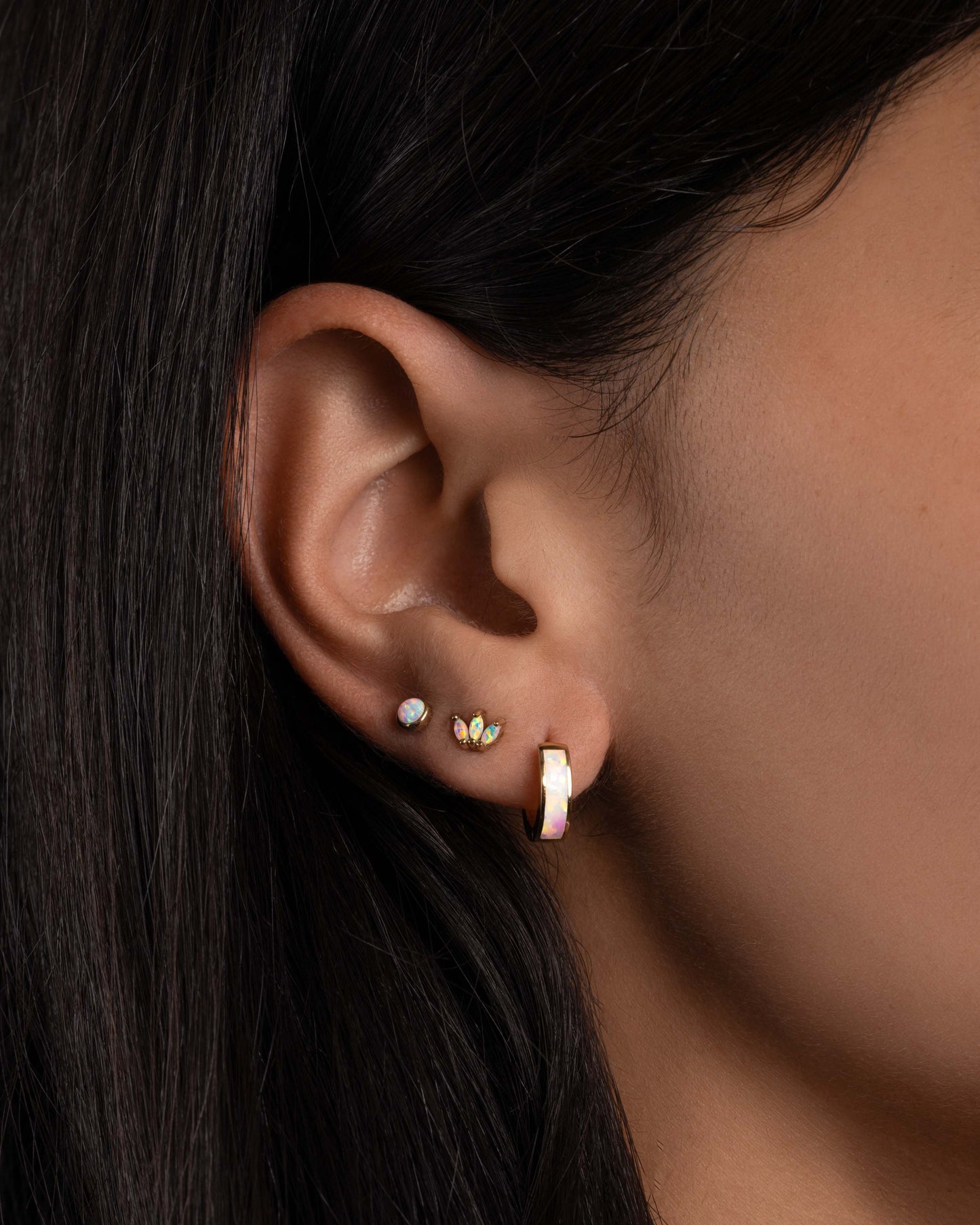 Tiny Opal Petal Studs