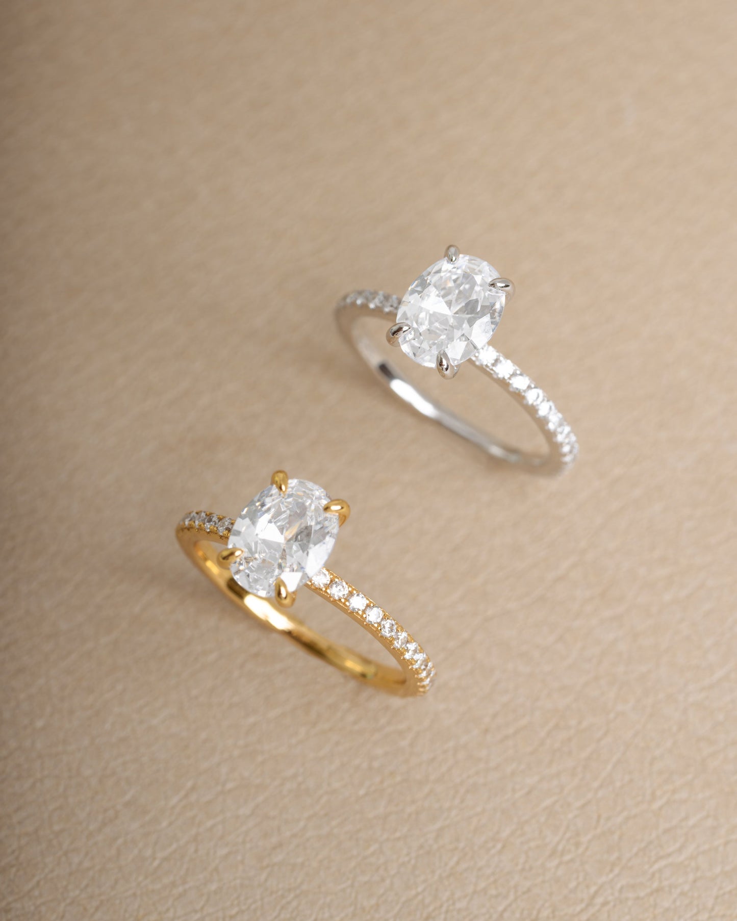 Oval Pave Band Engagement Ring