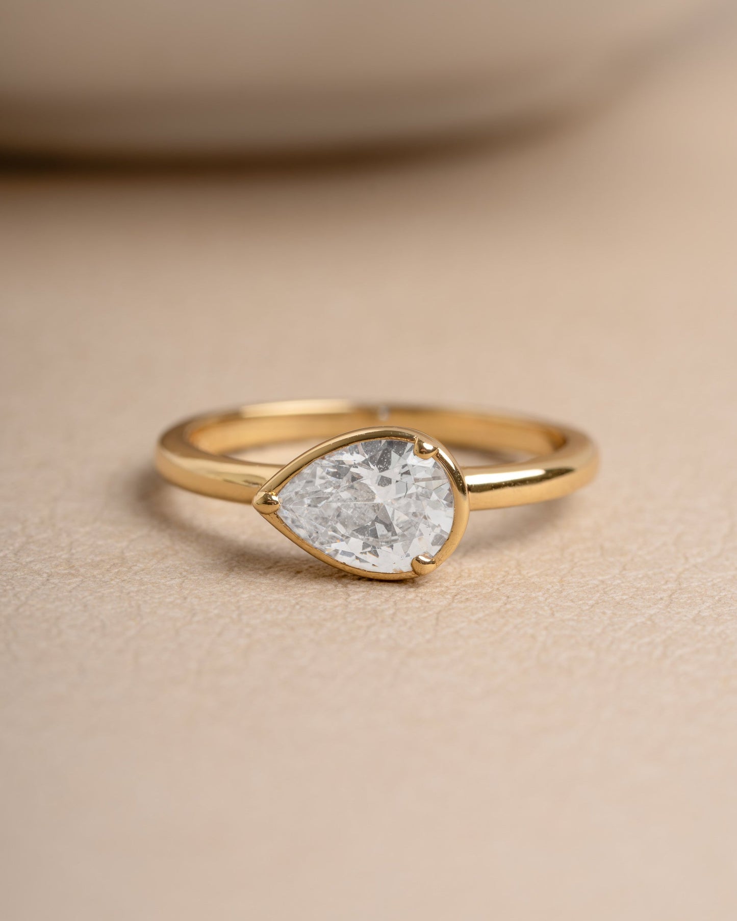 Sideways Bezel Pear Ring
