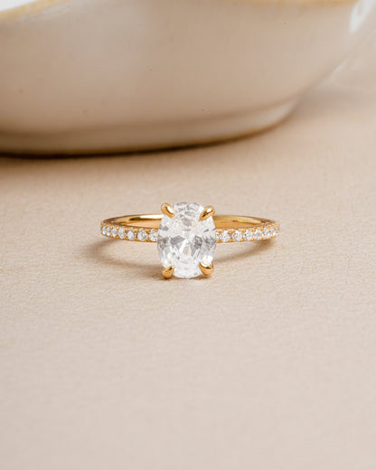 Oval Pave Band Engagement Ring