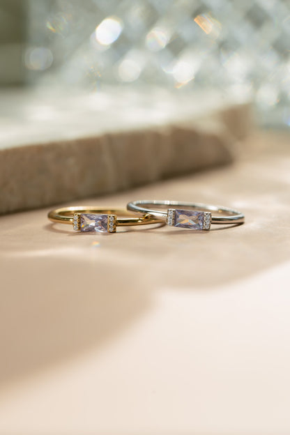 Light Amethyst Simple Baguette Ring