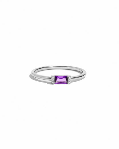 Amethyst Simple Baguette Ring