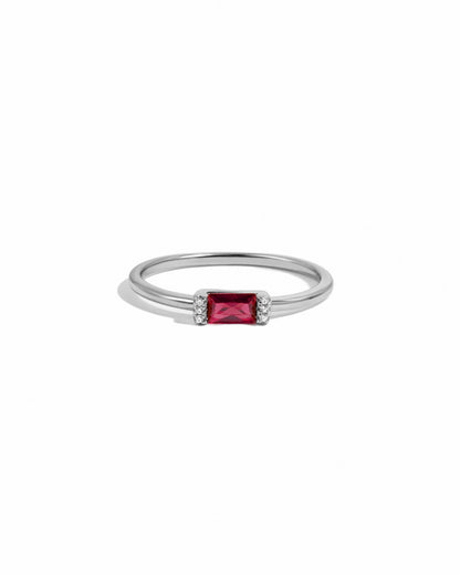 Garnet Simple Baguette Ring