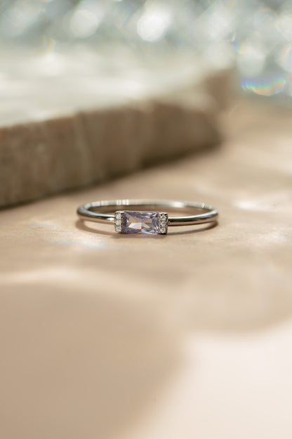 Light Amethyst Simple Baguette Ring