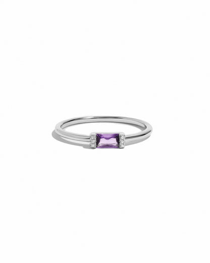 Light Amethyst Simple Baguette Ring