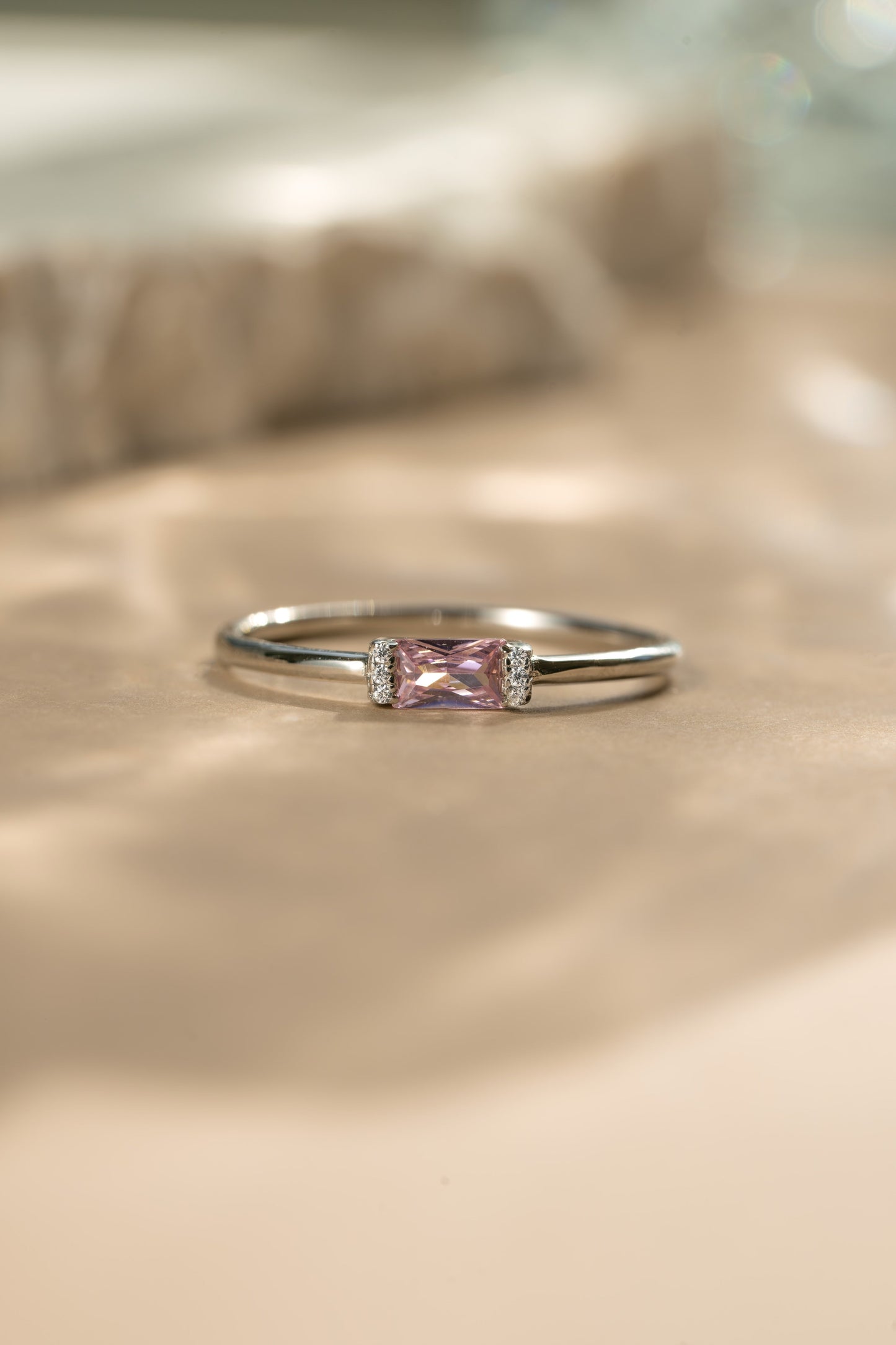 Rose Simple Baguette Ring