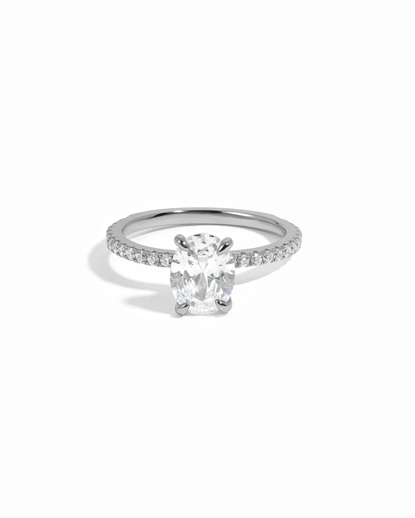 Oval Pave Band Engagement Ring