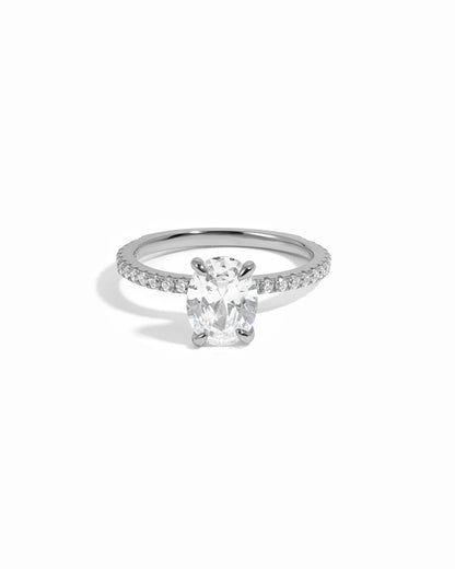 Oval Pave Band Engagement Ring