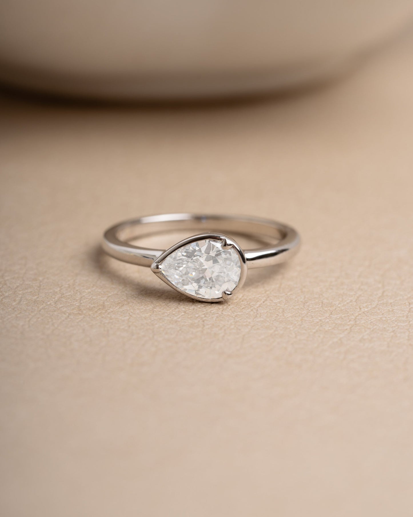 Sideways Bezel Pear Ring