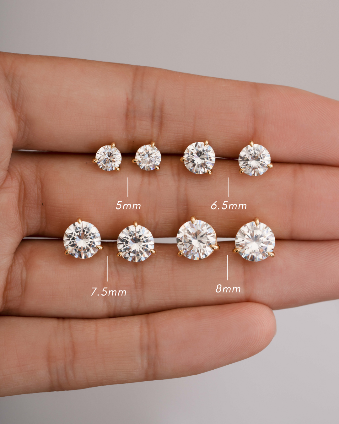 8mm Round Solitaire Stud Earrings