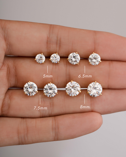 8mm Round Solitaire Stud Earrings