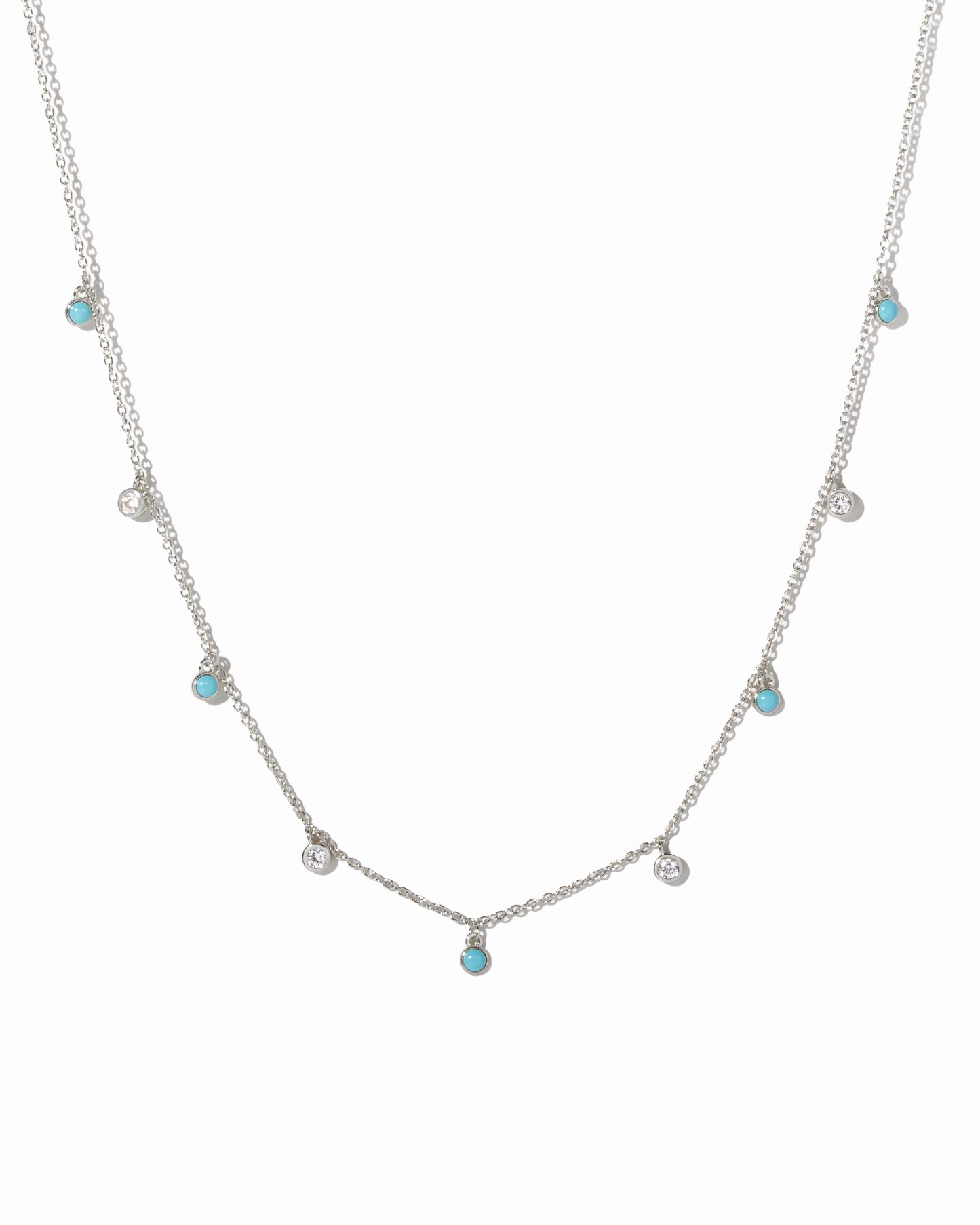 Turquoise & CZ Dangling Charm Necklace