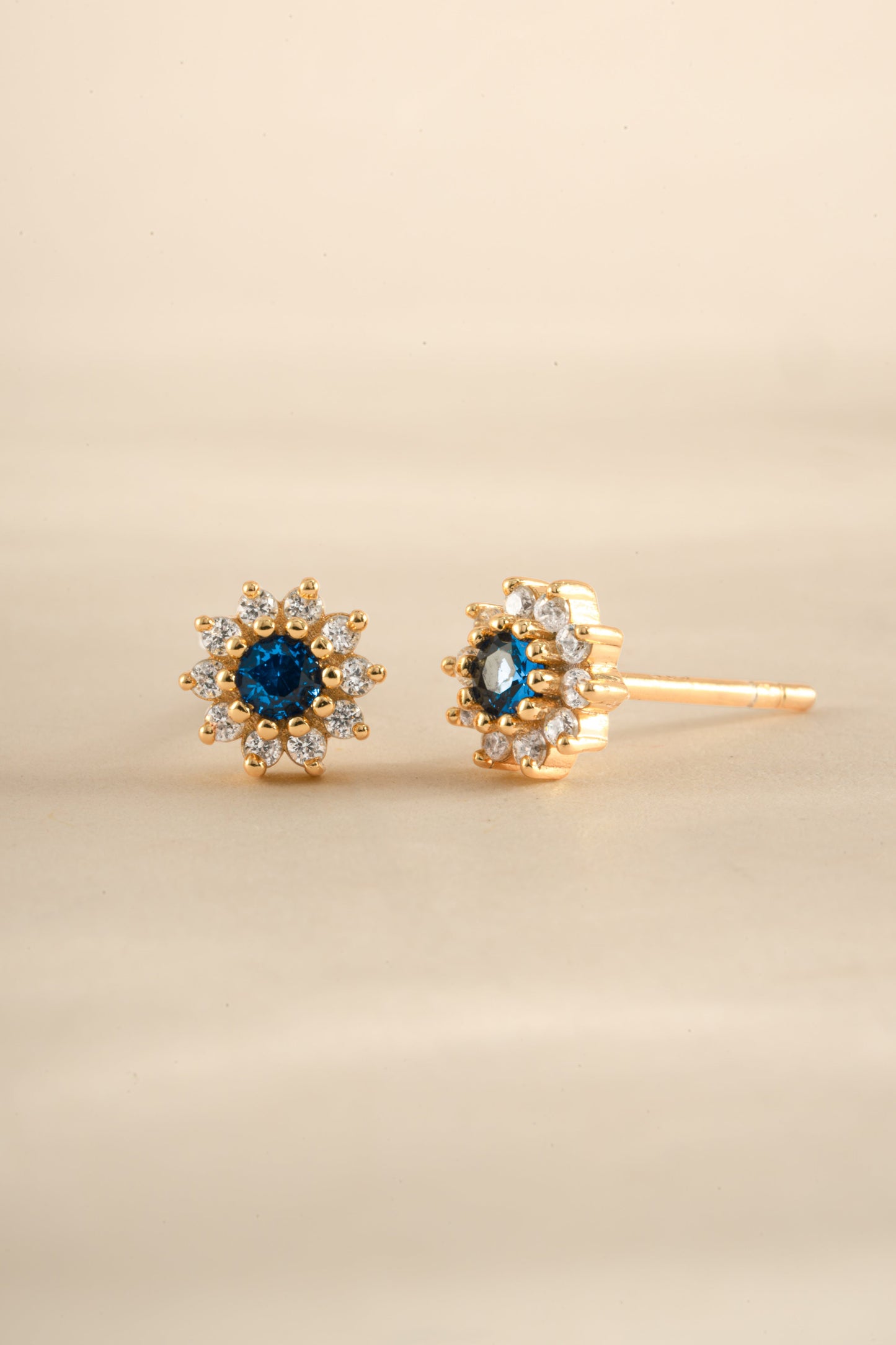 Sapphire Dainty Flower Studs