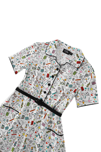 Mabel Science Midi Shirt Dress In White