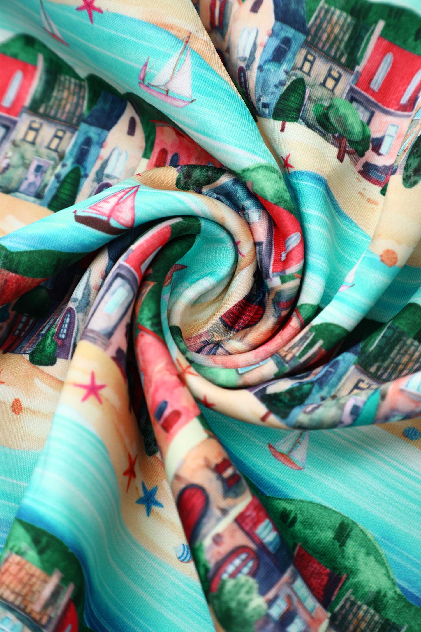 Amanda Seaside Village Print Flared Dress