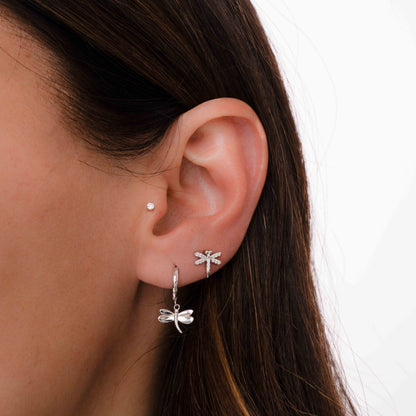 Dragonfly Huggie Hoops