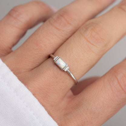 Bezel Baguette Opal Ring