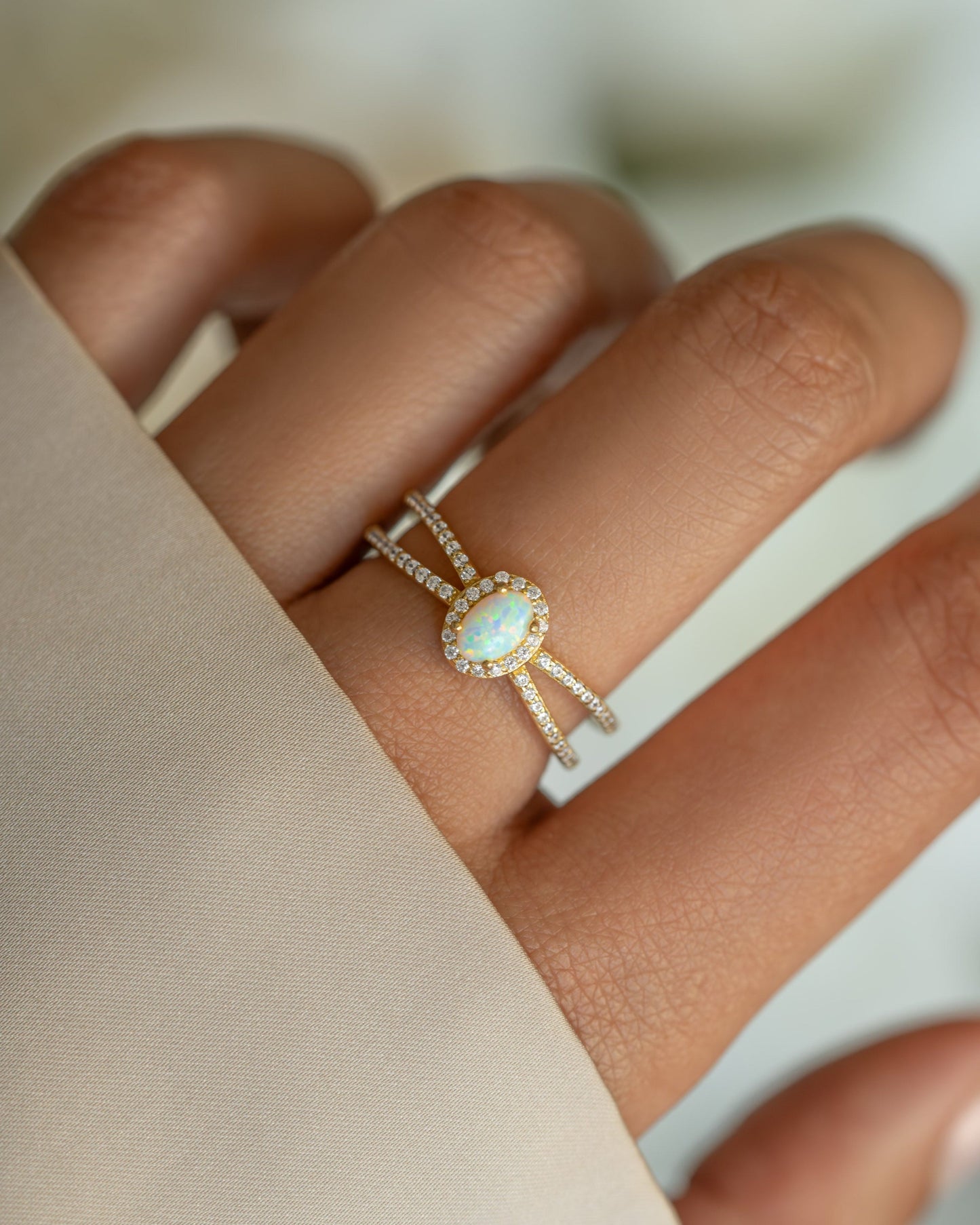 Split Shank Opal Ring