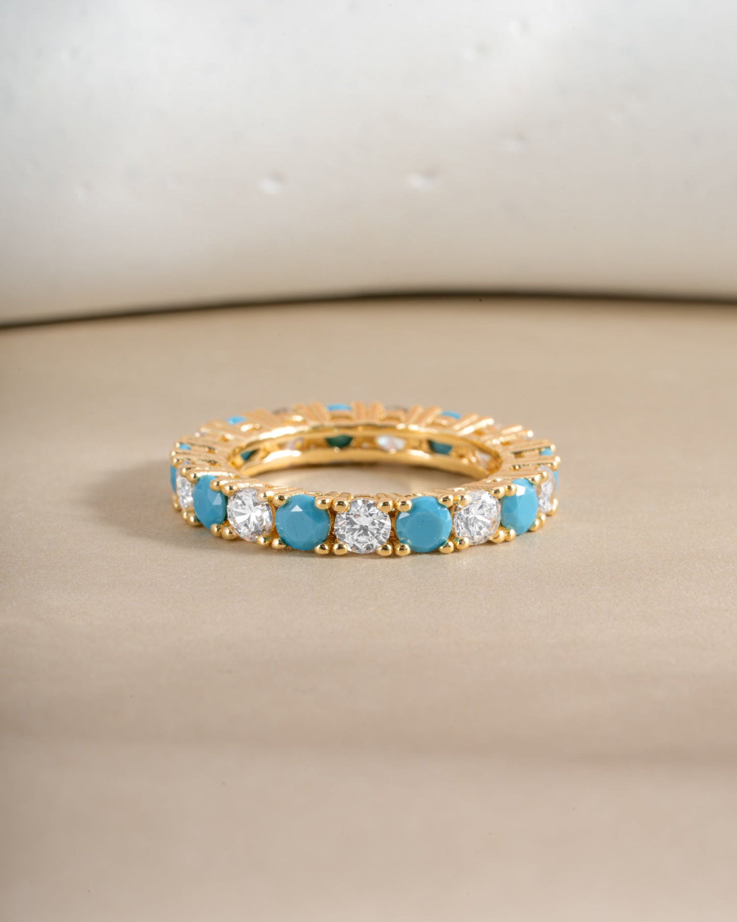 3mm Studded Turquoise Eternity Ring
