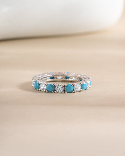 3mm Studded Turquoise Eternity Ring