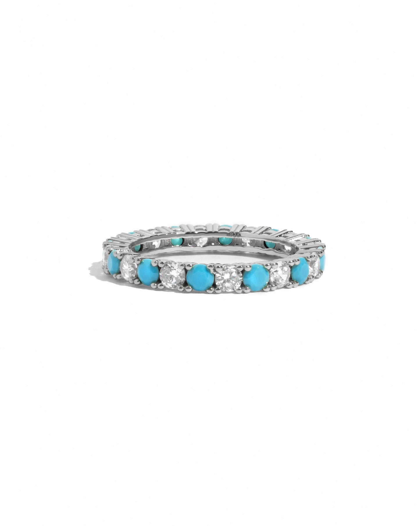 3mm Studded Turquoise Eternity Ring