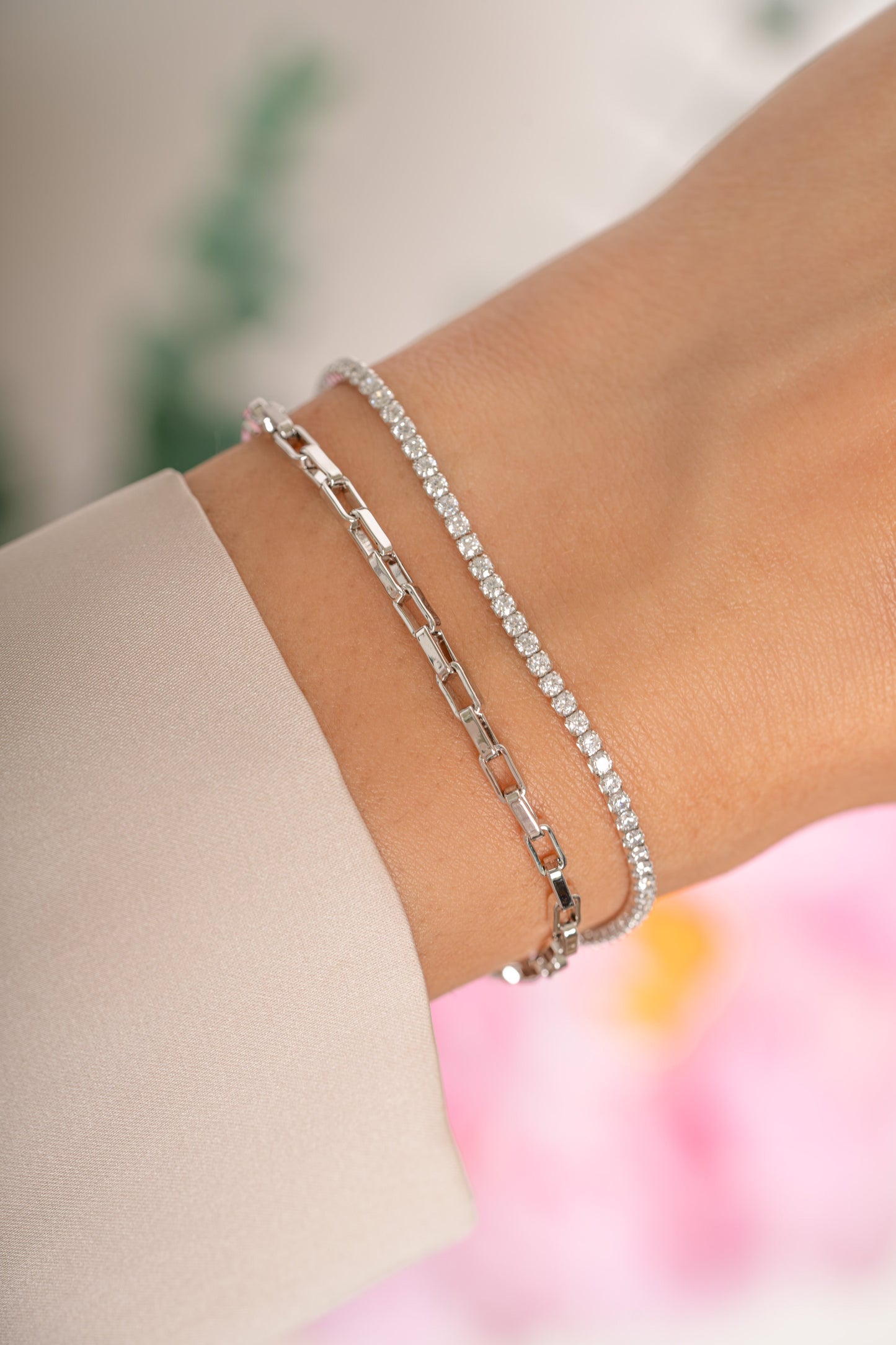Tennis & Paperclip Bracelet Set