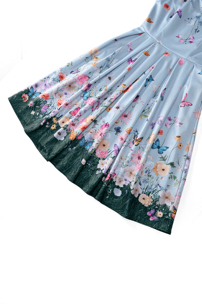 Amanda Butterfly Field Dress In Blue