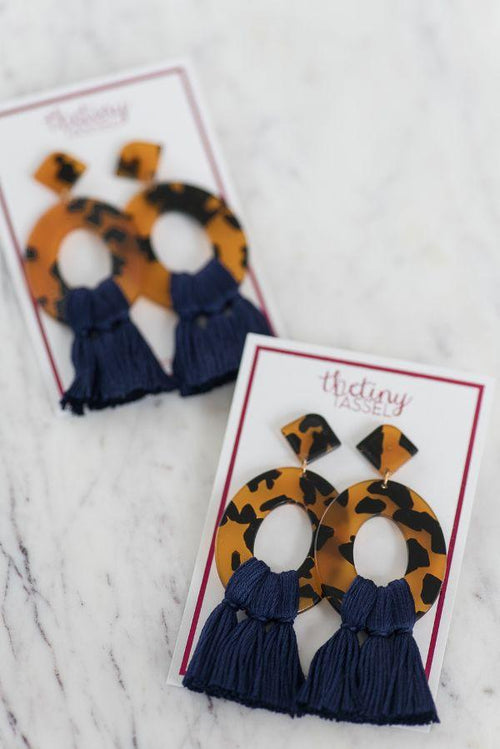 The Bennett Tassel Earring in Navy