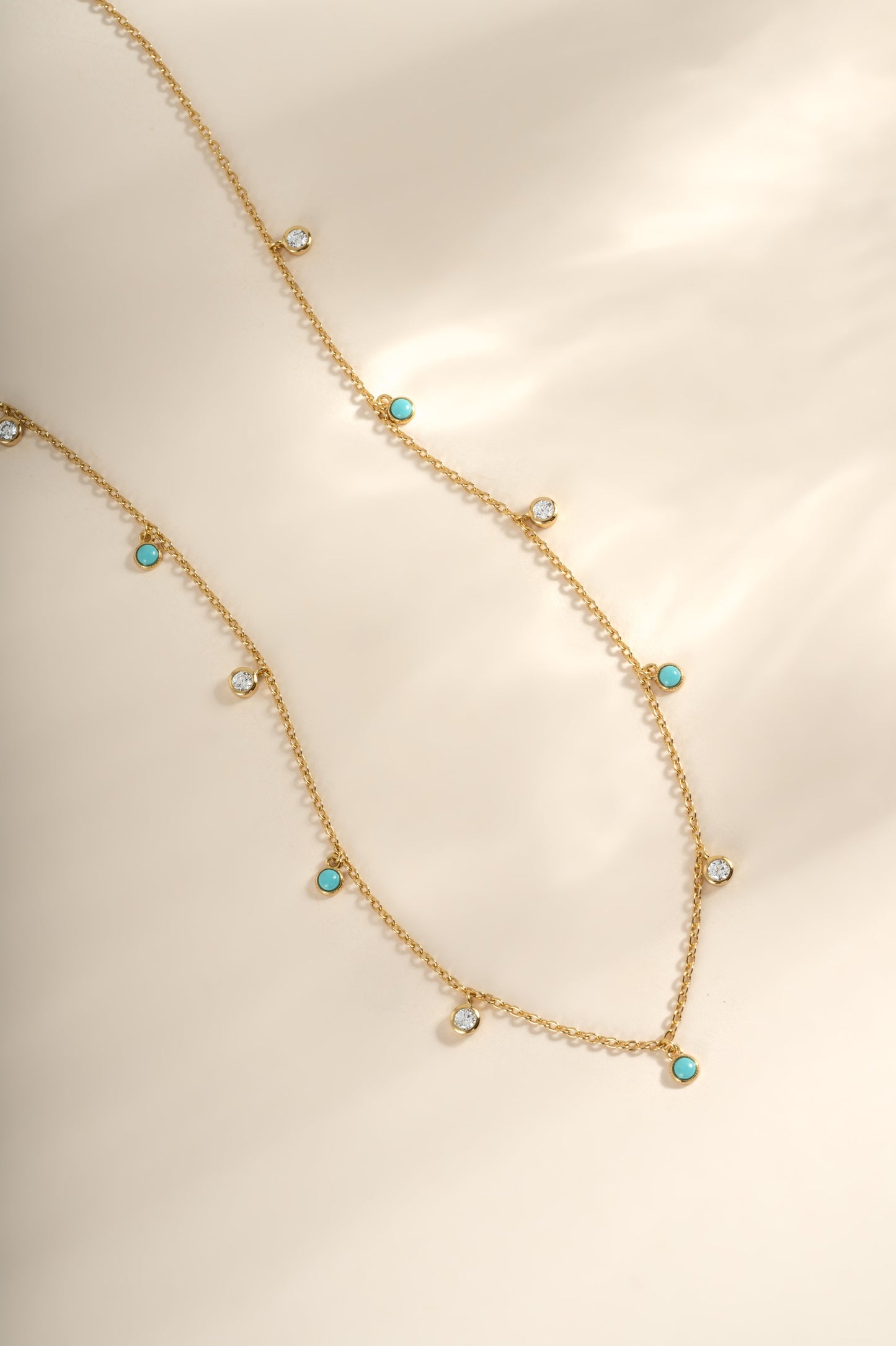 Turquoise & CZ Dangling Charm Necklace
