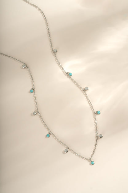 Turquoise & CZ Dangling Charm Necklace