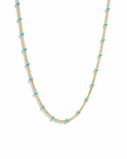 Turquoise Enamel Beaded Necklace
