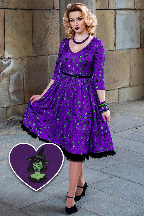Billie Purple Wizard & Witch Long Sleeved Dress