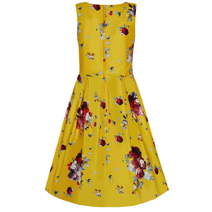 Annie Yellow Floral Swing Dress