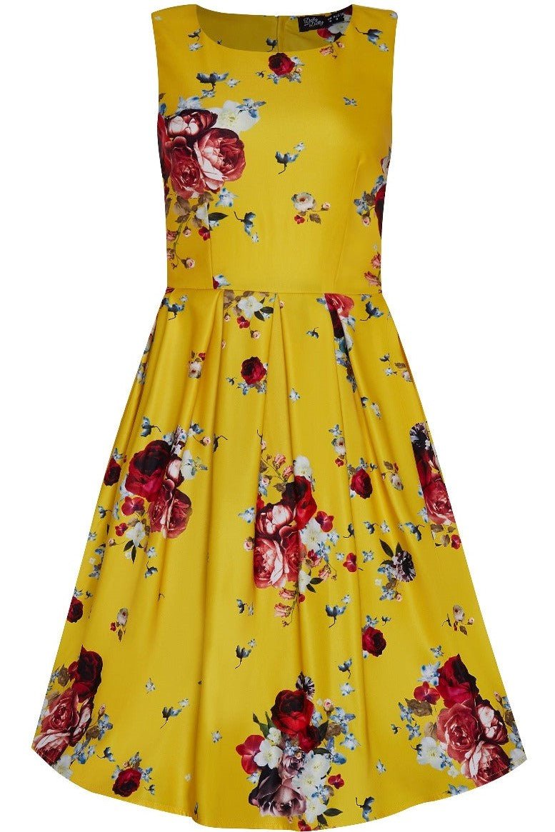 Annie Yellow Floral Swing Dress